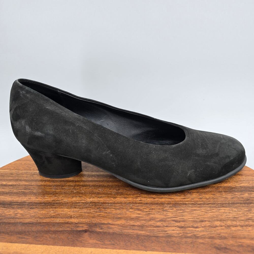 Arche Pumps Womens 9 40 Black Nubuck Leather Made in France Slip On Dress Heels